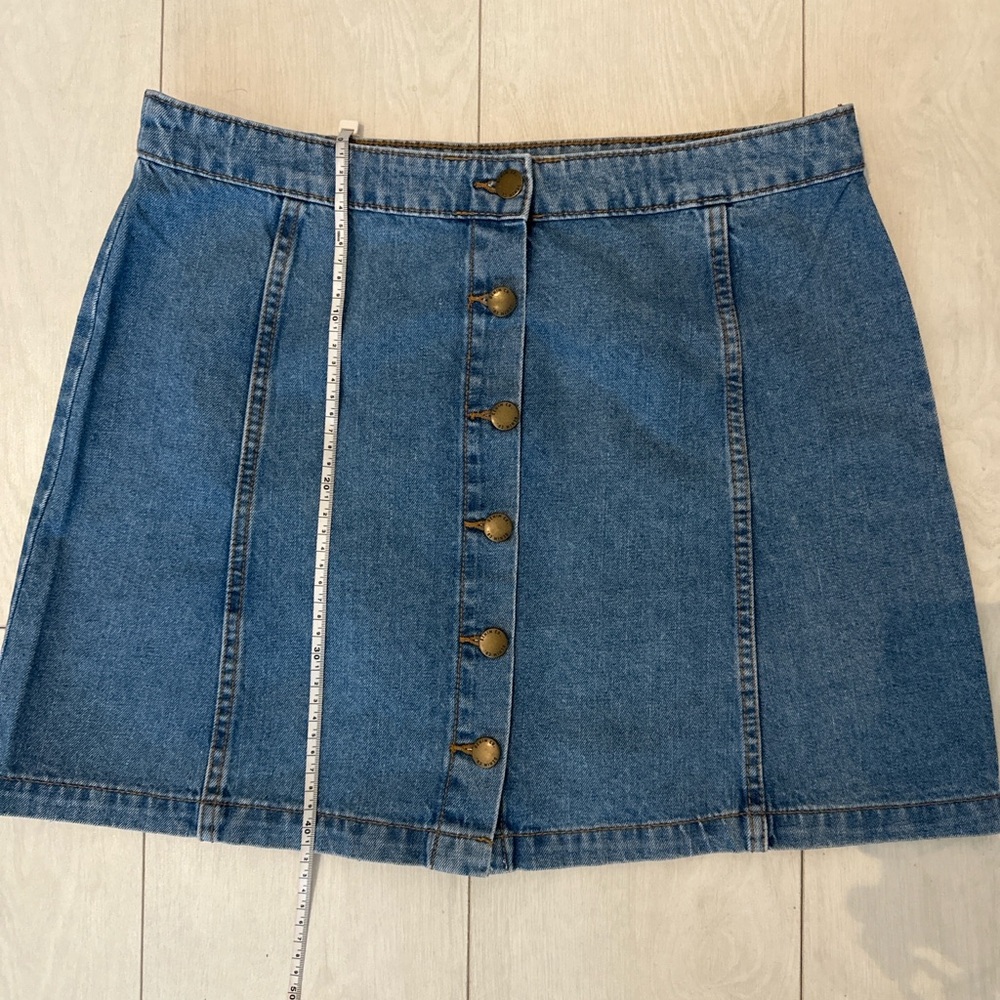 Denim Button-Front Skirt
